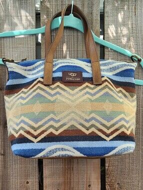 👏🏼👜UGG x Pendleton Small Southwestern Wool Leather Satchel Purse💙🌿